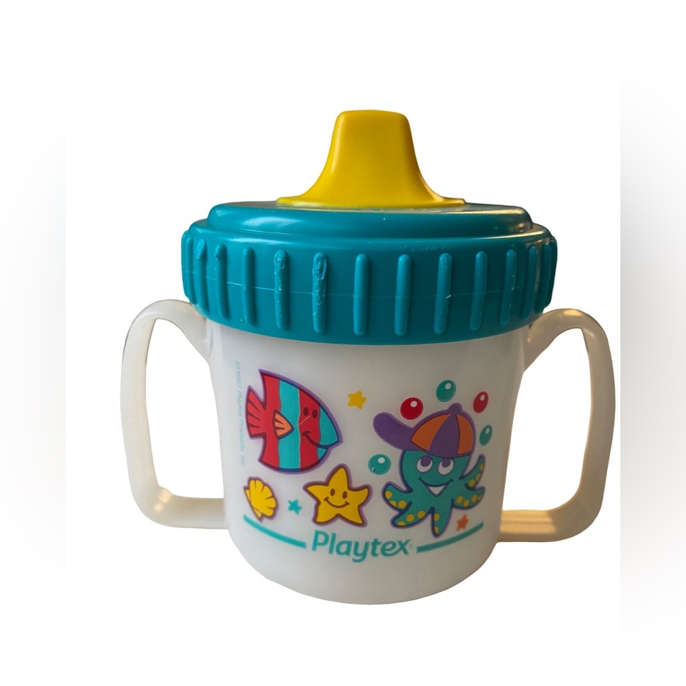 Vintage 1997 Playtex Two Handle Training Sippy Cup Underwater Sea Life